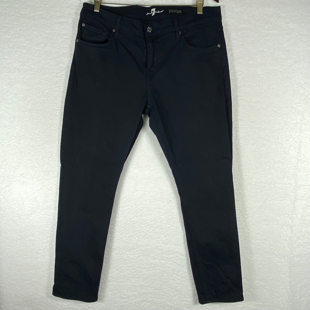 7 For All Mankind Paxtyn Black Skinny Jeans Size 34 Mens